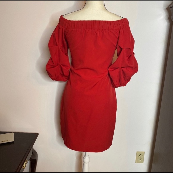 NWT GRACIA RED PUFF SLEEVE DRESS - Picture 4 of 5
